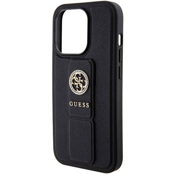 Чехол CG Mobile Guess Grip Stand 4G Saffiano для iPhone 15 Pro чёрный