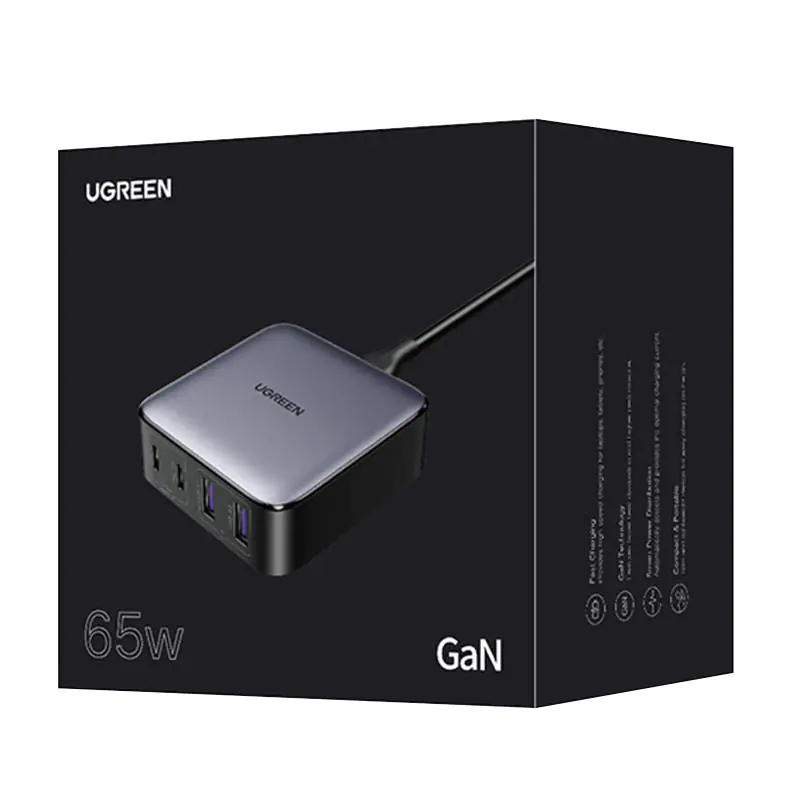 Сетевое зарядное устройство Ugreen CD327 Nexode 2 x USB-C / 2 x USB-A GaN 65Вт серое 