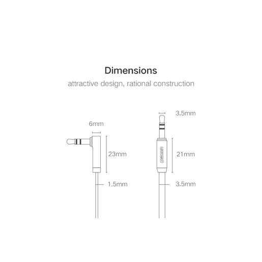 Кабель Ugreen AV119 (10597) 3.5 mm Male to 3.5 mm Male (1 метр) чёрный