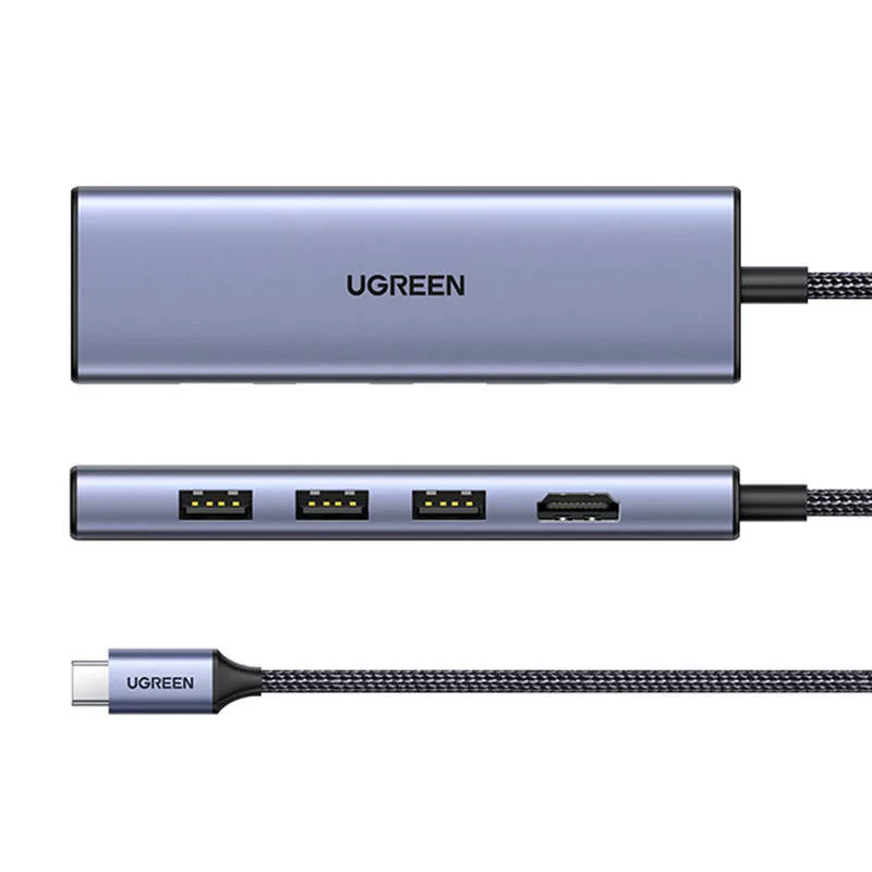 Мульти Хаб Ugreen CM511 6-in-1 USB-C to HDMI / 3 x USB 3.0 / SD / micro-SD серый (20956A)