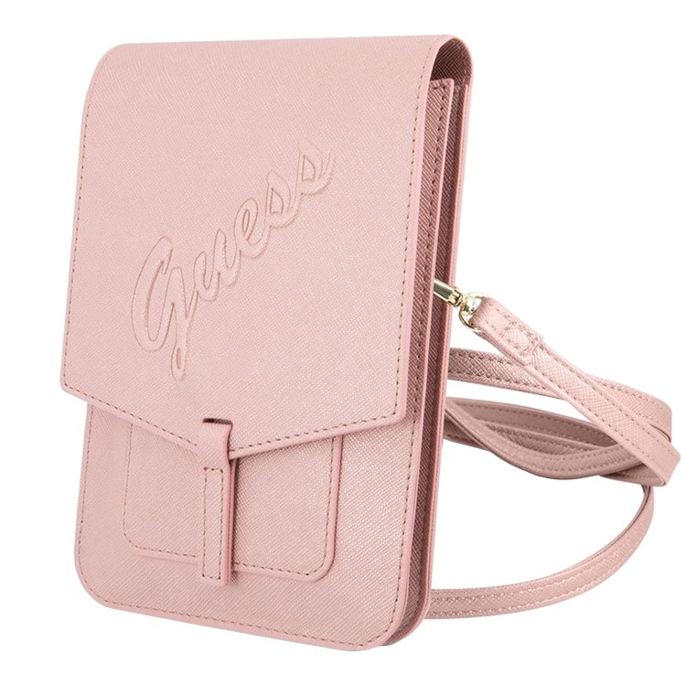 Сумка CG Mobile Guess Wallet Bag Saffiano Script Logo для смартфонов розовая