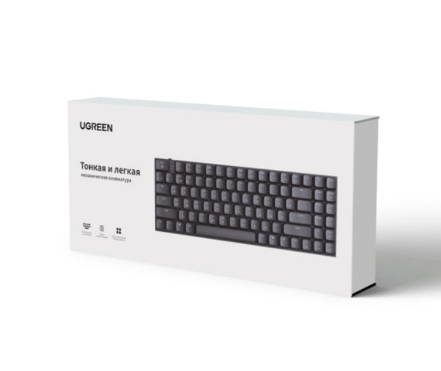 Клавиатура механическая UGREEN KU102 (15294) USB-C & Bluetooth тонкая и легкая черного цвета