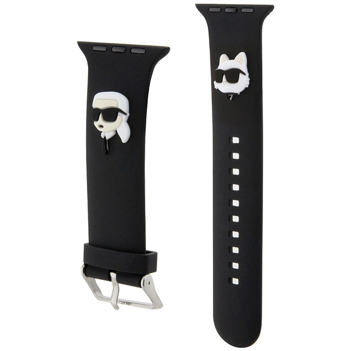 Ремешок CG Mobile Lagerfeld 3D Rubber NFT Karl & Choupette Heads для Apple Watch 38/40/41 мм чёрный
