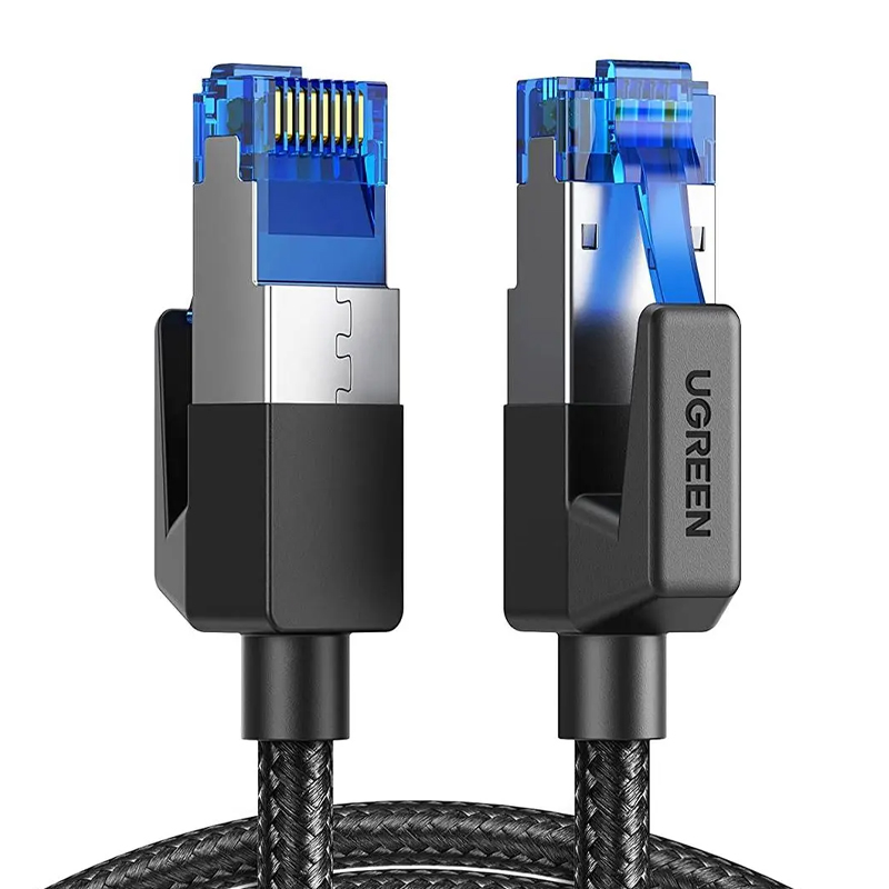 Кабель UGREEN NW153 (80433) Cat8 CLASS F/FTP Round Ethernet Cable With Braid (5 метров) чёрный