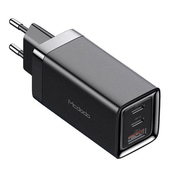 Сетевое зарядное устройство Mcdodo GaN Mini Fast Charger 2 x USB-C + USB-A 65W чёрное (CH-7921)