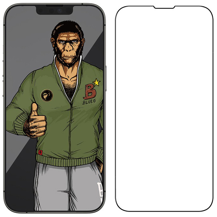 Защитное стекло BlueO 2.5D Silk Full Cover Narrow для iPhone 13 Pro Max чёрное (NPB3-6.7(21))