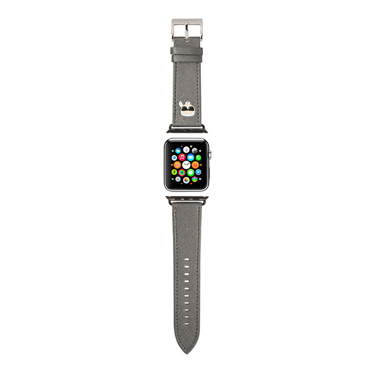 Ремешок CG Mobile Lagerfeld PU Saffiano Karl Head для Apple Watch 42/44/45 мм серебристый (KLAWLOKHG)