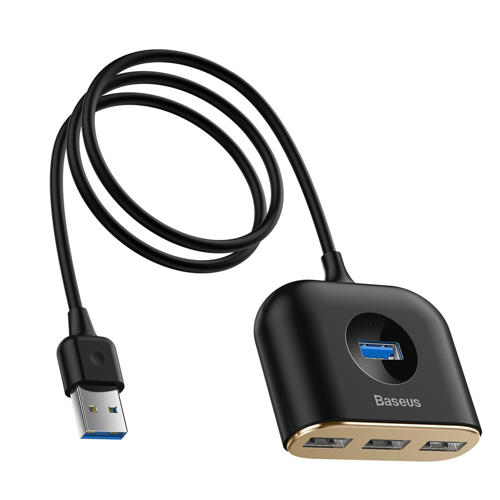Мульти Хаб Baseus Square Round 4 in 1 USB HUB Adapter чёрный (CAHUB-AY01)