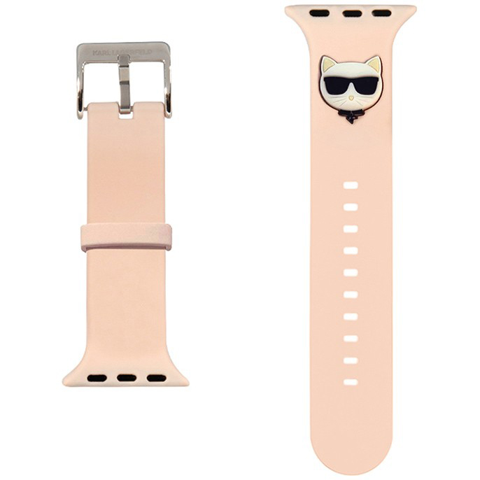 Ремешок CG Mobile Lagerfeld Silicone Choupette Head для Apple Watch 42/44/45 мм розовый