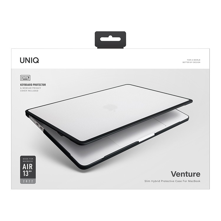 Чехол Uniq Venture Case для Macbook Air 13 (2022 M2) прозрачный с чёрной рамкой (Frost/Grey)