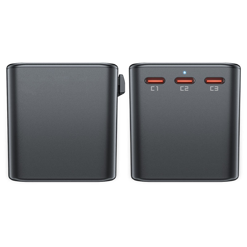 Сетевое зарядное устройство Acefast Z1 PD75W GaN 3 x USB-C + 2 x USB-A Multifunctional Charging Adapter чёрное (AF-Z1-GY)