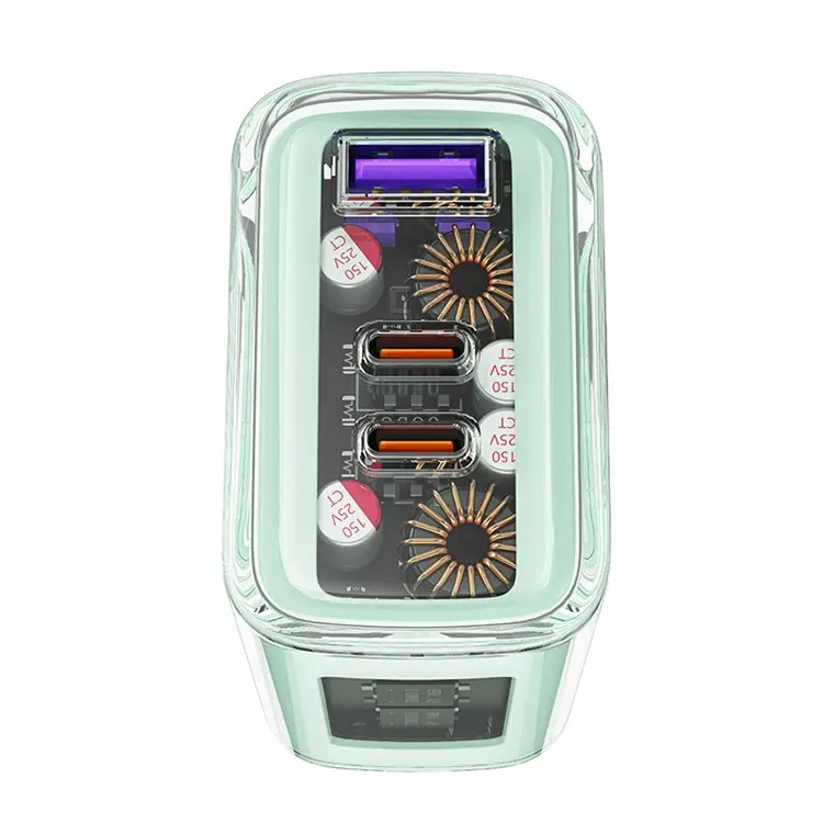 Сетевое зарядное устройство AceFast A45 Sparkling series PD65W GaN (2xUSB-C+USB-A) FCW Charger зелёное (Green)
