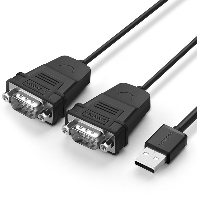 Кабель UGREEN US229 USB-A 2.0 To Dual Serial DB9 RS-232 (1,5 метра) чёрный (30769)