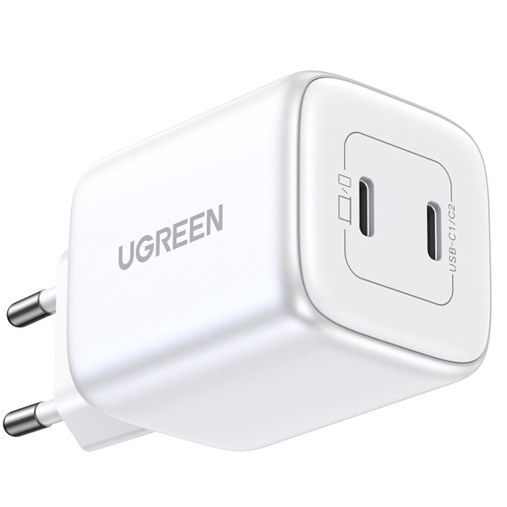 Сетевое зарядное устройство UGREEN CD294 Nexode Mini USB-C + USB-C 45W PD GaN Fast Charger белое (15327)