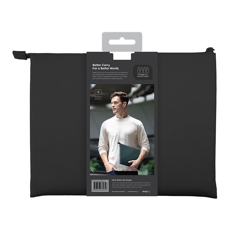 Чехол Uniq LYON RPET fabric Laptop sleeve (snug-fit) для ноутбуков 14" Midnight Black