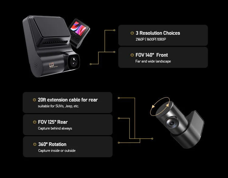 Видеорегистратор DDPai Z50 Dual + камера заднего вида (GLOBAL) чёрный