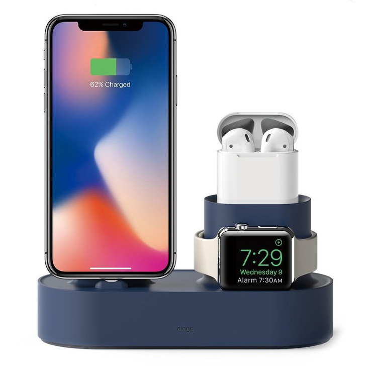 Док-станция Elago Charging Hub 3 in 1 для iPhone / Apple Watch / AirPods синяя (Jean Indigo)