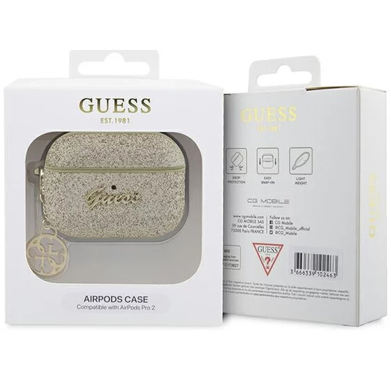 Чехол CG Mobile Guess Glitter Flakes 4G Charm для AirPods Pro 2 (2022) золотистый