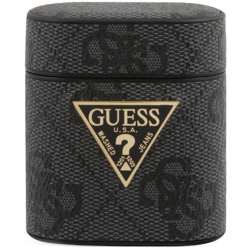 Чехол Guess 4G PU Leather Case Metal Logo для AirPods серый