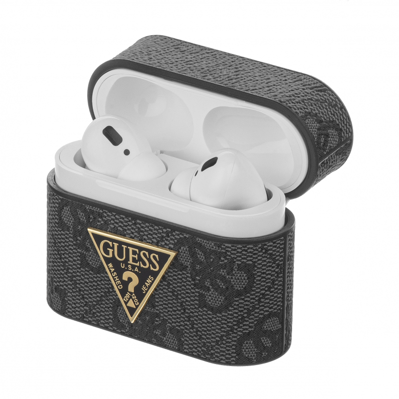 Чехол Guess 4G PU Leather Case Metal Logo для AirPods Pro серый