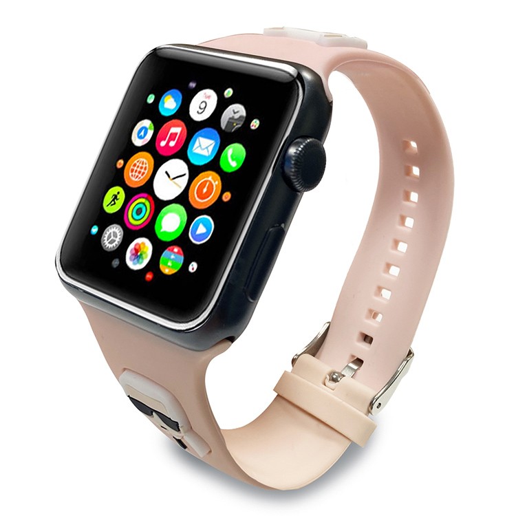 Ремешок Lagerfeld Silicone Karl and Choupette heads Pink для Apple Watch 41/40/38 мм розовый