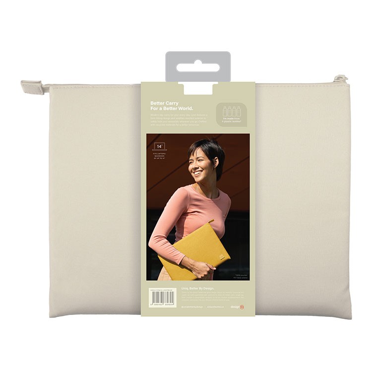 Чехол Uniq LYON RPET fabric Laptop sleeve (snug-fit) для ноутбуков 14" Light Beige