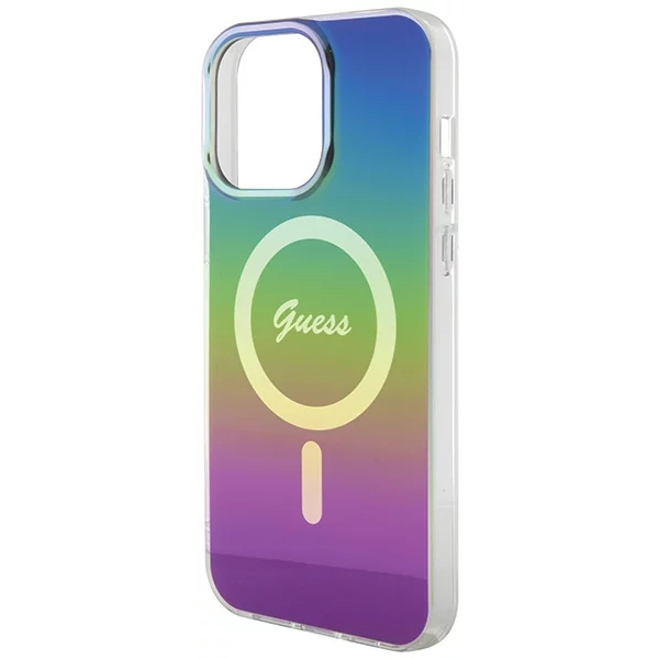 Чехол CG Mobile Guess IML Iridescent MagSafe для iPhone 15 Pro чёрный градиент