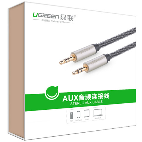 Кабель Ugreen AV125 3.5 mm to 3.5 mm Audio Cable Braided Cable (5 метров) чёрный (40783)