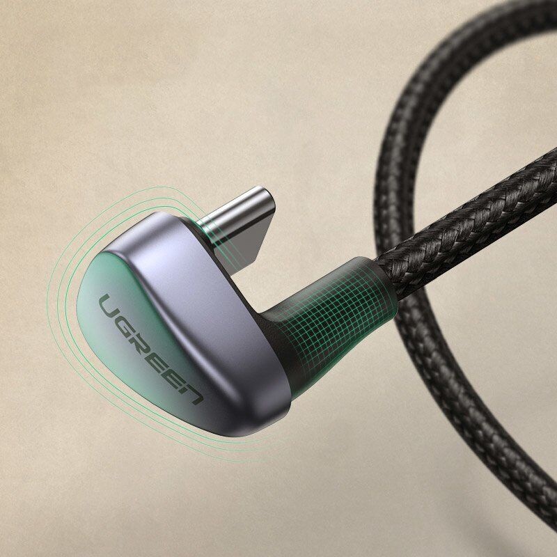 Кабель Ugreen US311 USB-A to USB-C Angled Cable (1 метр) чёрный (70313)