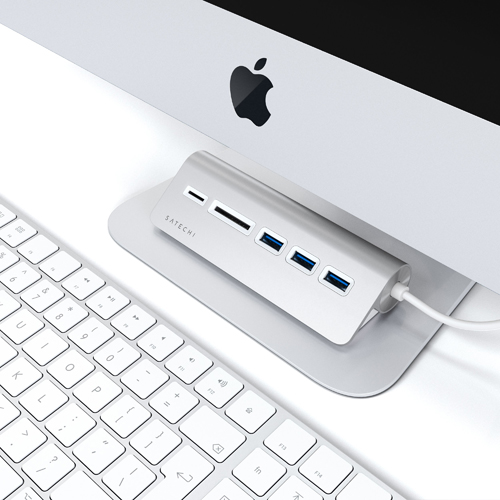 USB-хаб и картридер Satechi Type-C Aluminum USB 3.0 Hub & Card Reader (ST-TCHCRS) серебристый