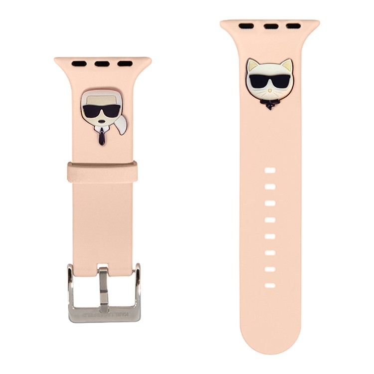 Ремешок Lagerfeld Silicone Karl and Choupette heads Pink для Apple Watch 41/40/38 мм розовый