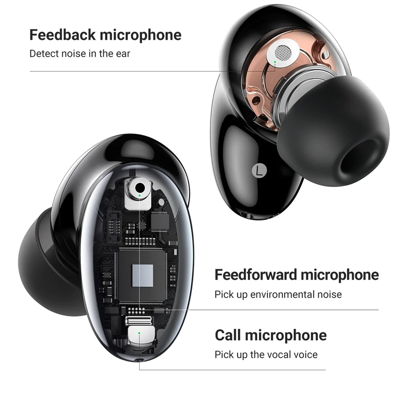 Беспроводные наушники UGREEN WS118 (90242) HiTune X6 ANC True Wireless Earbuds чёрные