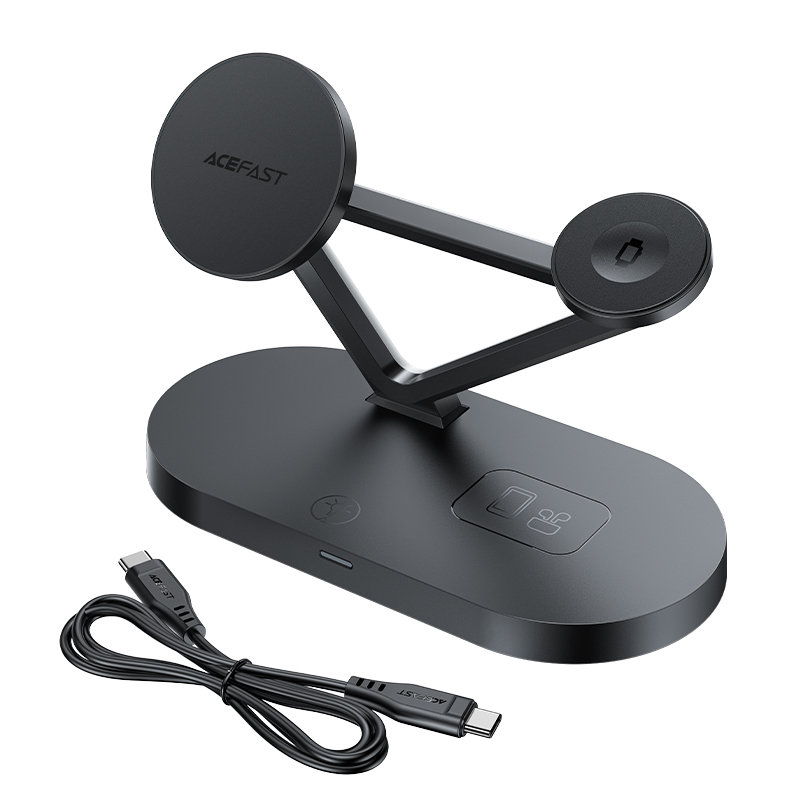 Беспроводное зарядное устройство Acefast E9 15W Qi Wireless Charger for iPhone (with MagSafe) / Apple Watch / Apple AirPods чёрное (AF-E9-BK)