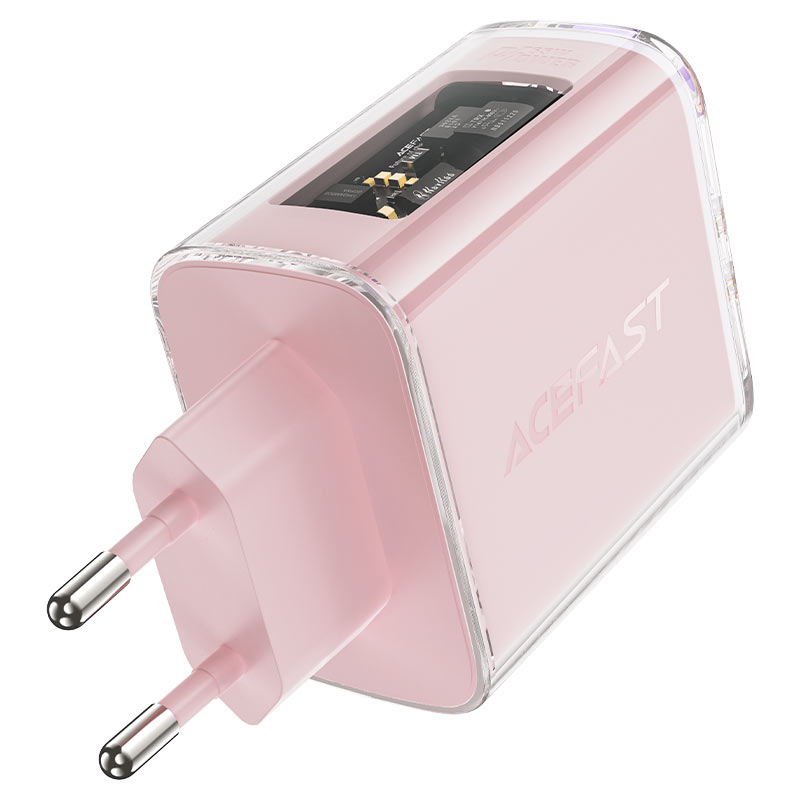 Сетевое зарядное устройство ACEFAST A45 Sparkling series PD65W GaN (2xUSB-C+USB-A) FCW Charger розовое Cherry blossom (EU)