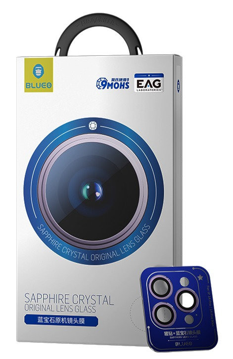 Защитное стекло на камеру BlueO SAPPHIRE Camera Lens metal armored для iPhone 15 Pro Black (+install) 3 шт.