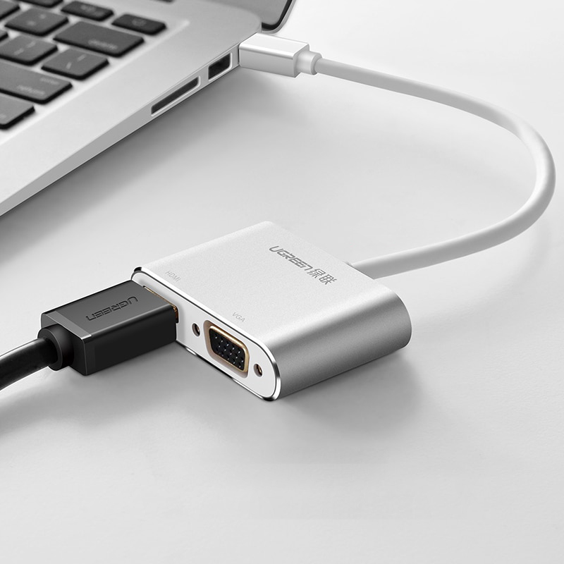 Переходник Ugreen MD115 Mini DisplayPort - HDMI to VGA Converter (4K) серебристый