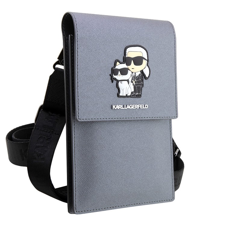 Сумка Lagerfeld Wallet Phone Bag PU Saffiano для смартфонов Karl & Choupette Silver