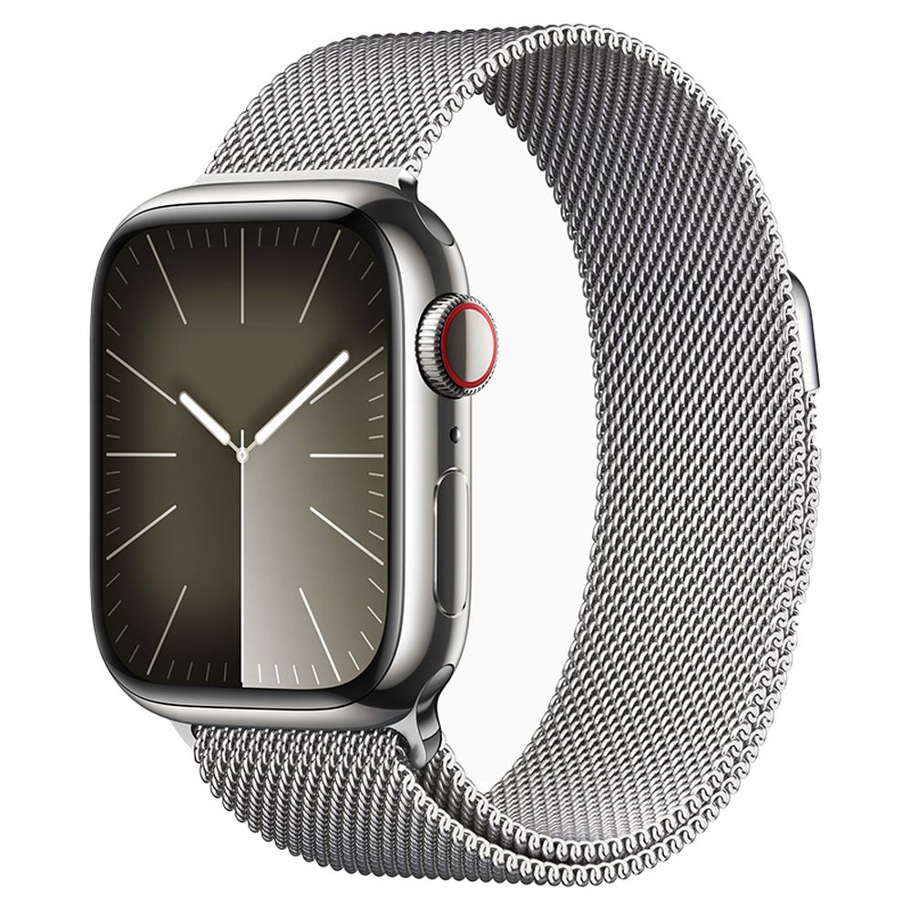 Умные часы Apple Watch Series 9 45 мм, стальные, из стали, браслет миланская петля, серебристого цвета