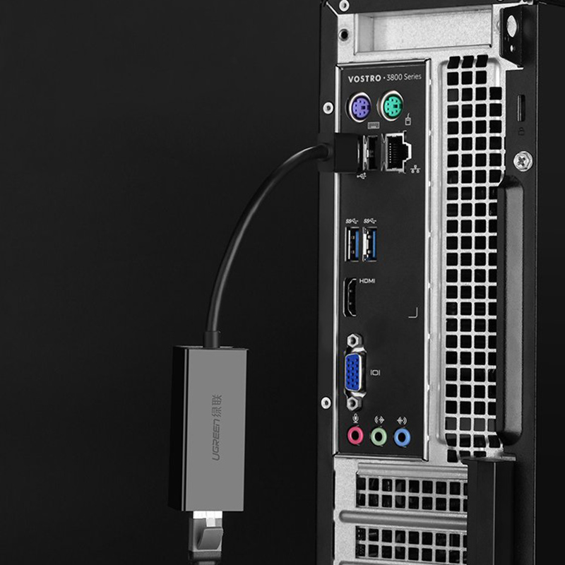 Переходник Ugreen CR110 (20254) USB 2.0 10/100Mbps Ethernet Adapter чёрный