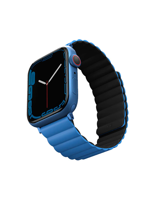 Ремешок Uniq для Apple Watch 45/44/42 mm Revix reversible Magnetic синий-черный