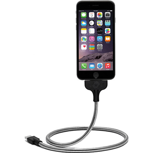 Кабель Fuse Chicken Bobine в стальной оплётке для iPhone серебристый