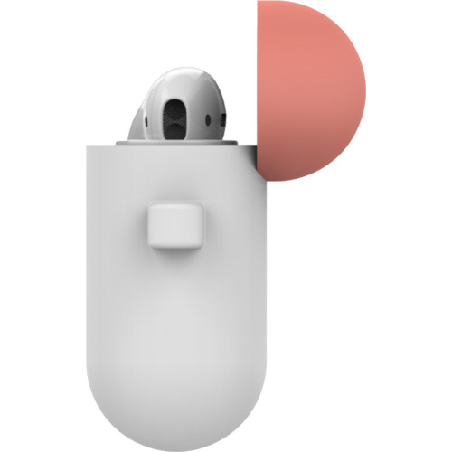Чехол LAB.C Silicone Capsule 2in1 для Airpods белый (розовая Baby Pink/коралловая Coral крышки)