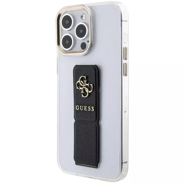 Чехол CG Mobile Guess Grip Stand Clear Case 4G Logo для iPhone 15 Pro Max прозрачный / чёрный