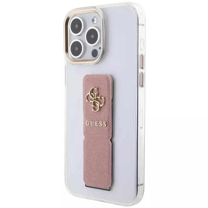 Чехол CG Mobile Guess Grip Stand Clear Case 4G Logo для iPhone 15 Pro Max прозрачный / розовый
