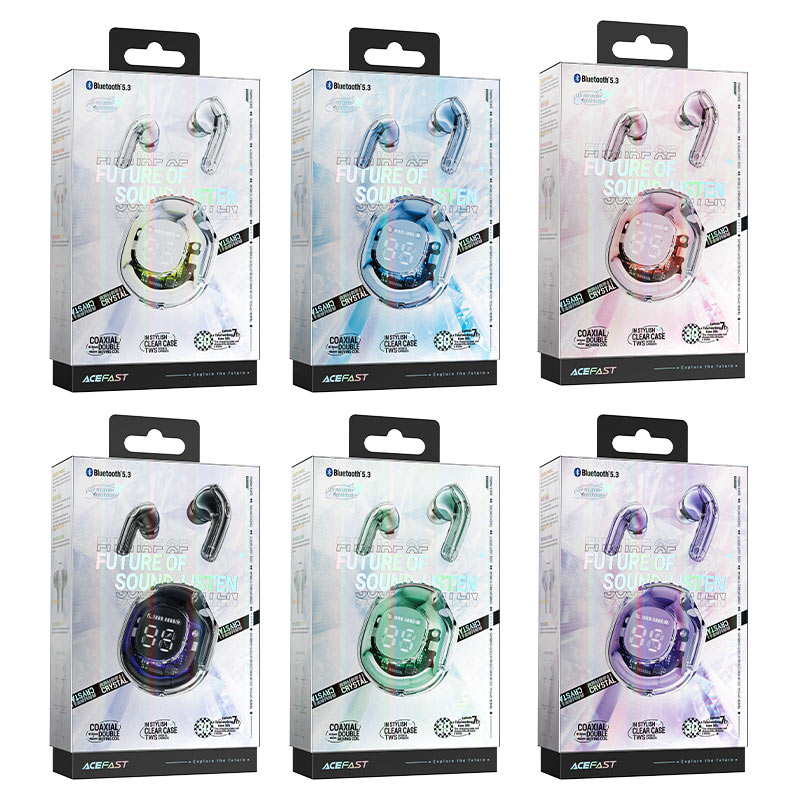 Беспроводные наушники ACEFAST T8 Crystal color bluetooth earbuds зелёные (Mint green)