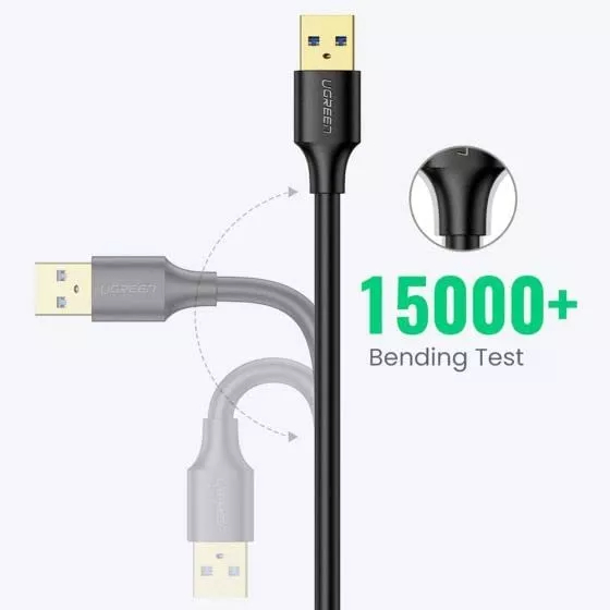 Кабель UGREEN US129 USB-A 3.0 (male) - USB-A (female) Extension Cable (2 метра) чёрный (10373)