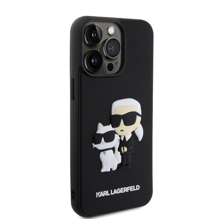 Lagerfeld для iPhone 15 Pro Max чехол 3D Rubber Karl & Choupette Hard Black