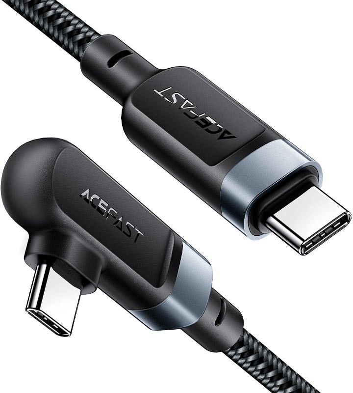 Кабель угловой ACEFAST C5-03 USB-C to USB-C 100W PD aluminum alloy cable серый