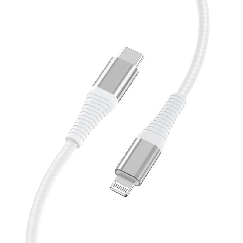 Кабель TFN 8pin (Lightning MFI) USB-TypeC нейлон (1 метр) белый