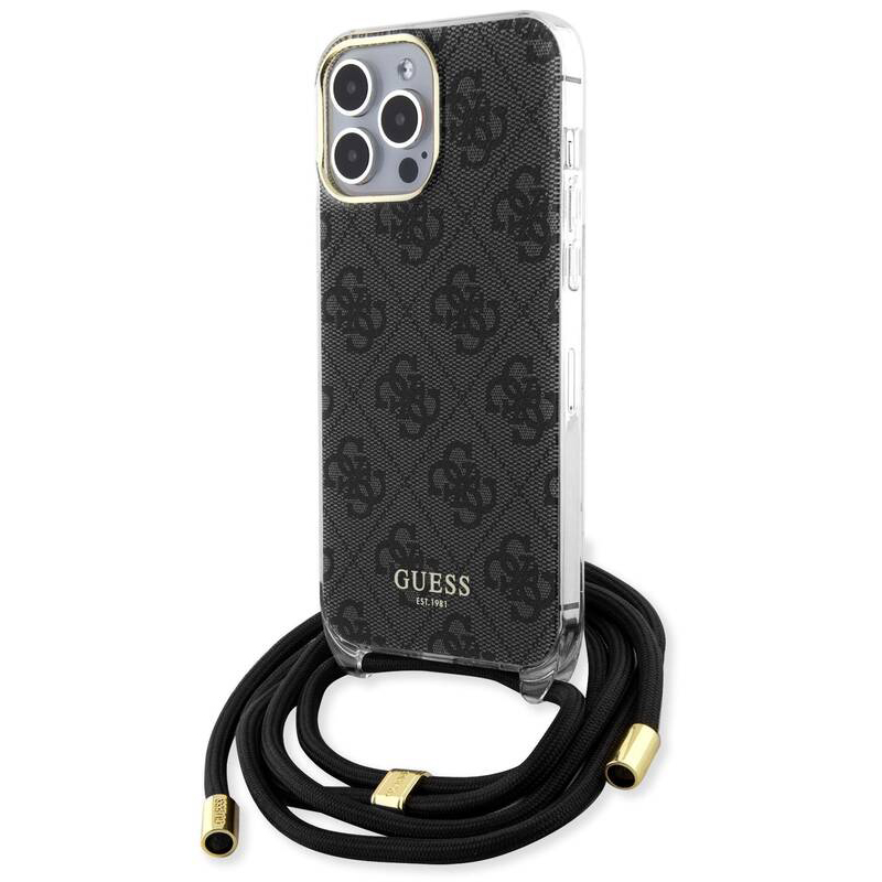 Чехол CG Mobile Guess 4G Printed Crossbody для iPhone 15 Pro Max чёрный